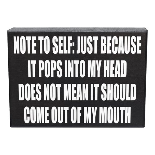 JennyGems Note To Self: Just Because It Pops Into My Head Wooden Sign, Funny Signs and Gifts, Sassy Table Decor and Wall Hanging, Desk and Coworker Decoration, Made in USA