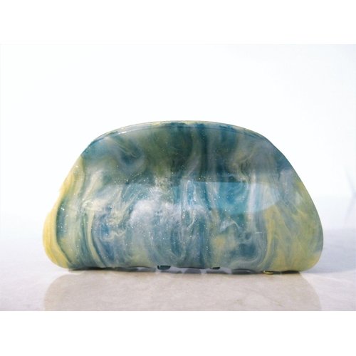 Generic Blue and yellow marbled glitter hair claw clip