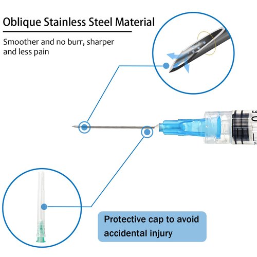 Careach 30pcs 3mL Syringe with Needle 23 Gauge 1inch, Luer Lock Syringe for Scientific Labs, Industrial