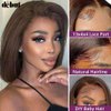 DÉBUT Chocolate Brown Lace Front Wigs 4x4 HD Lace Closure Wigs Human Hair Short Bob Wigs for Women Pre Plucked 13inch Lace Front Natural Hairline with Baby Hair 8 Inches