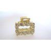 Generic Small mini gold metal crystal square hair claw clip