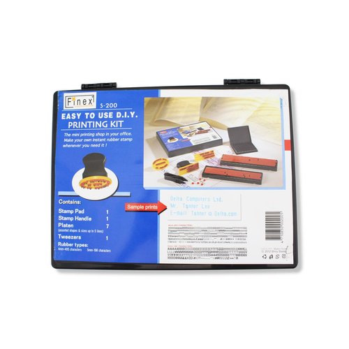 Finex DIY Rubber Stamp Printing Kit - Easy to use D.I.Y. Create Your Own Stamps Set for Business Craft Hobby School Blue Ink Pad Color