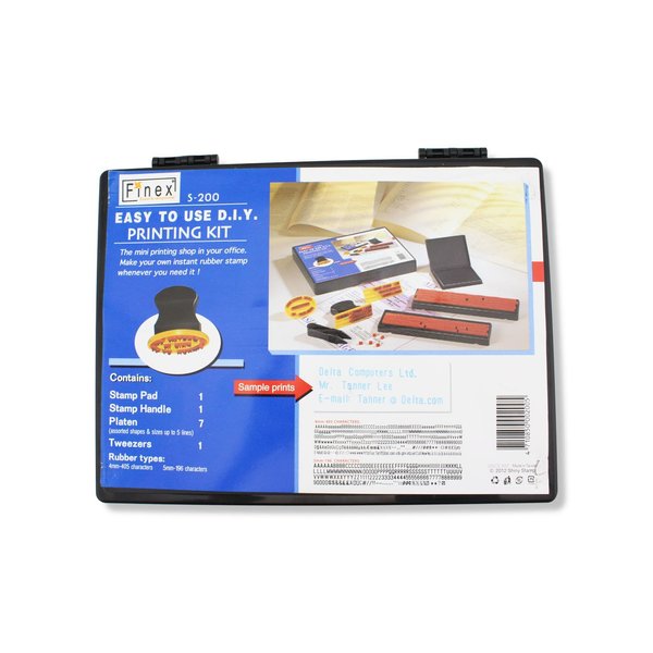 Finex DIY Rubber Stamp Printing Kit - Easy to use D.I.Y. Create Your Own Stamps Set for Business Craft Hobby School Blue Ink Pad Color