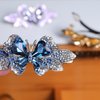 Sankuwen Crystal Rhinestones Hair Barrette French Hair for Women Small Hairpin for Mom Butterfly Hair Clips (Deep Lake Blue)