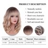 AneShe 14 Inches Blonde Wig for Women Girls Ash Blonde Wig Short Curly Wig Synthetic Wig with Bangs Ombre Blonde Wig for Daily Cosplay Party