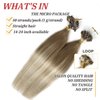Blonde Micro Beads Hair Extensions Human Hair 20 Inch Natural Hair Extensions Color Dark blonde Balayage Hair Extensions Micro Ring Hair Extensions 50G/50S Beaded Hair