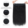 Sassina Invisible Wire Hair Extensions Real Human Hair with Transparent Wire Adjustable Size Secure Clips Natural Straight Secret Miracle Hairpiece, 1 Jet Black 22 Inch 100 Gram