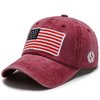 Red Vintage Distressed Pigment-Dyed American Flag Baseball Cap - Adjustable Low Profile Curved Brim Patriotic Dad Hat for Men or Women