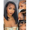 Bob Wig Human Hair 13x4 HD Frontal Lace Wig Short Straight Bob Wigs for Women Glueless Bob Lace Front Wigs Human Hair Pre Plucked 150% Density Natural Black Color 10 inch (13x4 bob wig, 14 inch)