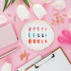 Ouligay Resin Nail Art Palette Makeup Mixing Palette Gold Edge Nail Art Tool Gel Design Nail Art Makeup Mixing Tray DIY (White)