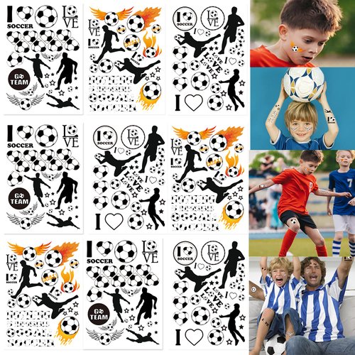 550PCS Soccer Motivational Tattoos Temporary for Kids - Soccer Football Baby Shower Birthday Party Supplies Sports Party Goodie Bag Stuffers Favors Prize(30 Sheets)