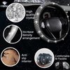 NBTEPEM 27 PCs Bling Car Accessories Set for Women, Steering Wheel Covers Universal Fit 15 Inch, License Plate Frame, Phone Holder, Bling Car Coasters (Silver Diamond)