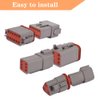 Amliber 174Pcs 12 Kits DT Series Deutsch Connector Kit 2 3 4 6 8 12 Pin Connectors with Size 16 Stamped Contacts IP68 Waterproof Automotive Electrical Connectors Plug