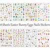8 Sheets Easter Nail Art Stickers Cute Bunny Eggs Chick Flower Nail Decals 3D Self-Adhesive Easter Egg Rabbit Chicken Nail Design Stickers Nail Decoration for Women DIY Manicure Supplies Accessories
