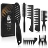 Hair Brush for Men, DUAIU 7Pcs Combs for Men, Hair Styling Comb Set with Vent Hair Brush, Quiff Round Hair Brush, Wide Tooth Comb, Texture Comb for Blow Drying, Detangling, Grooming, Hairdressing