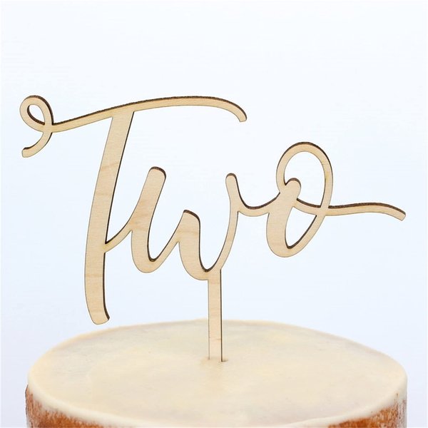 LVUPKFF Wood Two Cake Topper , 2nd Birthday Boy and Girl Party Decoration - Rural 2 Year Anniversary