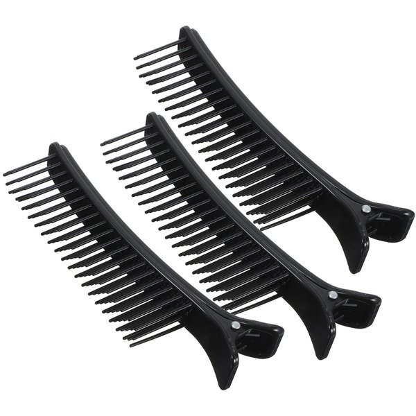 Beaupretty Hair Combs, 3 Pieces Hair Stylist Non Slip Hair Clips Comb Rat Tail Teasing Clip Comb Hair Coloring Styling Tools Highlighting Comb Hair Rollers for Salon Home (Black)