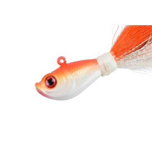 LAST CAST TACKLE 1-2oz Orange & White Bucktail Fishing Lure Jigs - 3 Pack (1.0 Ounce - 3 Pack)