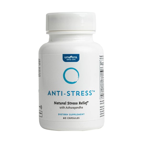 Univera Anti-Stress, Stress Relief Supplement, Ashwagandha, GABA, L-Theanine, & Gotu Kola, 60 Count, Capsules
