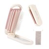 RHOS Folding Brush with Mirror for Women,Girls-Portable Mini Hair Brush for Purse,Small Pocket Hair Brush with Soft Nylon Bristles-Portable Brush with Mirror for Travel(Beige)