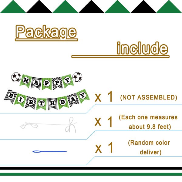 Soccer Birthday Banner, Soccer Theme Happy Bday Bunting Sign, Soccer Party Decoration