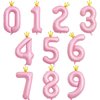 40 Inch Crown Pink Number 4 Balloon, Big Conjoined Baby Pink Foil Mylar Helium 4 Balloon | Girls 4th Birthday Party Balloon Pink Princess Theme Birthday Party Decorations Supplies Favors