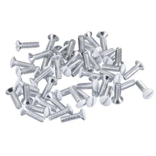 uxcell 100Pcs Wall Plate Screws, 1/2" Long 6-32 Thread Outlet Screws White Oval Head Milled Slot Panel Switch Plate Screws for Wall Light Electrical Cover Panel Replacement