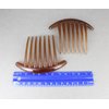 2 Brown Big Huge Hair Comb set pack Silver plastic teeth side clip 4 inches wide