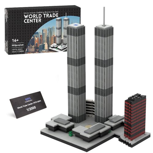 CubiMythx World Trade Center Building Blocks and Construction Toy, Collectible Architecture-Themed Model to Build and Display, Great Gift for Building Fans (982 PCS), 1:2000 Scale - Limited Nameplate