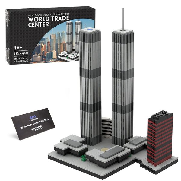 CubiMythx World Trade Center Building Blocks and Construction Toy, Collectible Architecture-Themed Model to Build and Display, Great Gift for Building Fans (982 PCS), 1:2000 Scale - Limited Nameplate