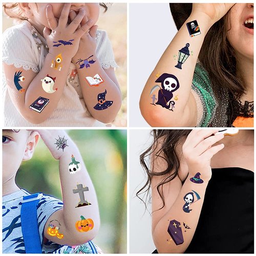 Halloween Temporary Tattoos for Kids - 360 Pieces Bulk Halloween Trick or Treat Fake Tattoos for Boys and Girls Halloween Prizes Assorted Goodies Party Favor for Kids Goody Bag Stuffers 20 Sheets