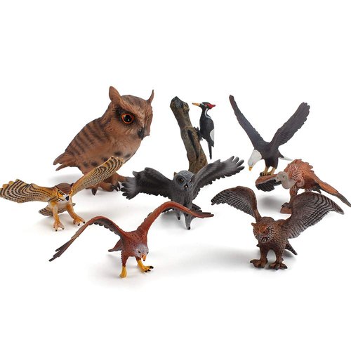 8 PCS Eagle Animal Figures Model Owl Woodpecker Figurines Family Party Supplies Cake Toppers Collection Desktop Decoration Development Set Cognitive Toy for 5 6 7 8 Years Boys Kid Toddlers