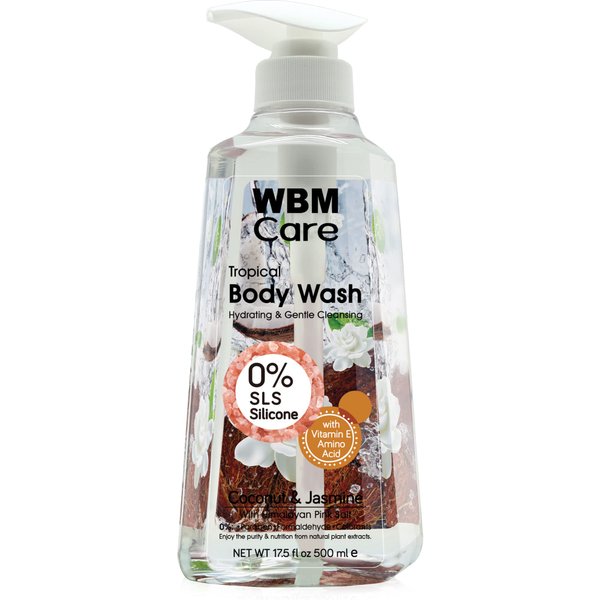 Skin Care Shower Gel, For All Skin Types, Calming & Relaxing with Coconut and Jasmine Extracts, Deep Nourishing & Moisturizing, Body Wash, 17.5 Oz / 500ml