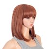 SWACC Short Straight Bob Wig with Bangs Synthetic Colorful Cosplay Daily Party Flapper Wig for Women with Wig Cap (Dark Copper Red)