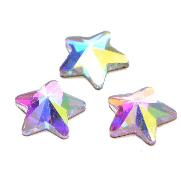 AD Beads Top Czech AB Crystal Multi-Shape Flatback Rhinestone Nail Art Decoration DIY (50 Pcs, 34. Star 8x8mm)