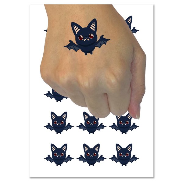 Sweet Kawaii Chibi Bat Flying Cat Halloween Temporary Tattoo Water Resistant Fake Body Art Set Collection - 54 1" Tattoos (1 Sheet)