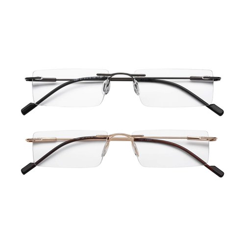 Success Eyewear Reading Glasses 2 Pair Rimless Ultra Lightweight Readers for Men and Women +1.75