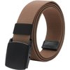 LionVII Men's Elastic Stretch Belt, Canvas Web Belt with No-metal Plastic Buckle for Work Outdoor, Trim to Fit Waist Below 46" (Brown)