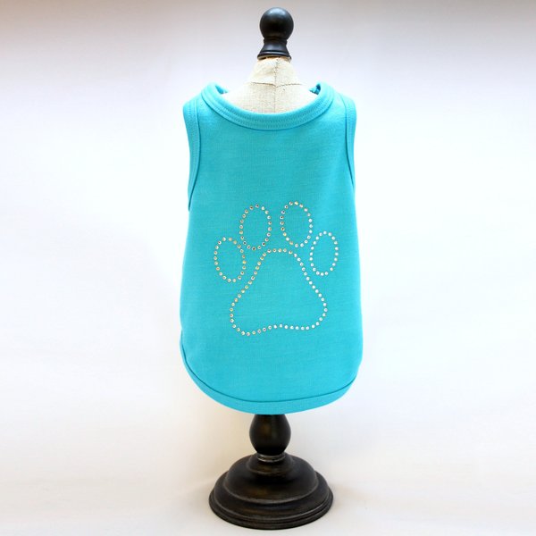 Alphadog Series Paw Rhinestone Tank top T-Shirt for Your Dog or Cat (M, Aqua)