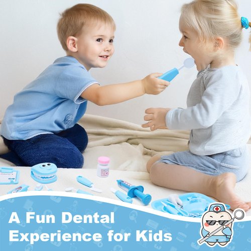 Dentist Play Set with Pretend Play Set of Teeth and Dental Accessories,30 Pieces Toy Doctor Kit for Kids with Medical Bag & Dental Tools,Pretend Dentist Play Set,Dentist Kit for Kids Ages 3+