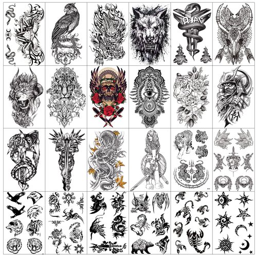 Aresvns Half Sleeve Temporary Tattoo for Men and Women,Waterproof Realistic Fake Tattoos for adults,Including Flowers,Dragon,Tiger, Scorpion Christmas Gift