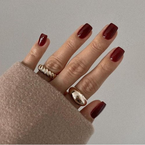 Wine Red Press on Nails Short Square, Natural Short Gel Nails Glue on Acrylic Nails Press ons, 48Pcs Thick Reusable Fake Nails for Women, Short Coffin Artificial Nails New Solid Color Square Nails