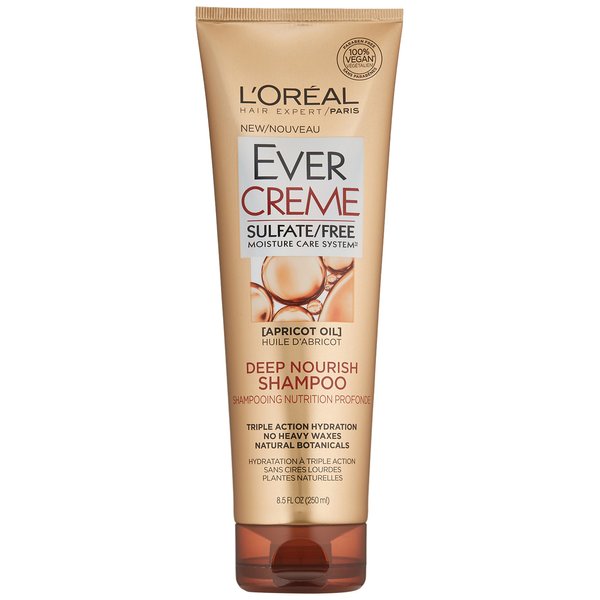 L'Oreal Paris Sulfate Free Shampoo, Triple Action Hydration for Brittle or Color Treated Hair, Apricot Oil Infused Hair Care, EverPure, 8.5 Fl Oz (Packaging May Vary)