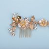 Chargances Bridal Flower Leaf Hair Comb Wedding Gold Crystal Hair Side Comb Fashion Flower Rhinestone Headpieces Wedding Prom Flower Girl Hair Accessories for Women and Girls