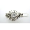 Generic Two small tiny silver filigree crystal hair pin clip barrettes fine hair