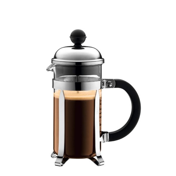 Bodum 12oz Chambord French Press Coffee Maker, High-Heat Borosilicate Glass, Polished Stainless Steel – Made in Portugal