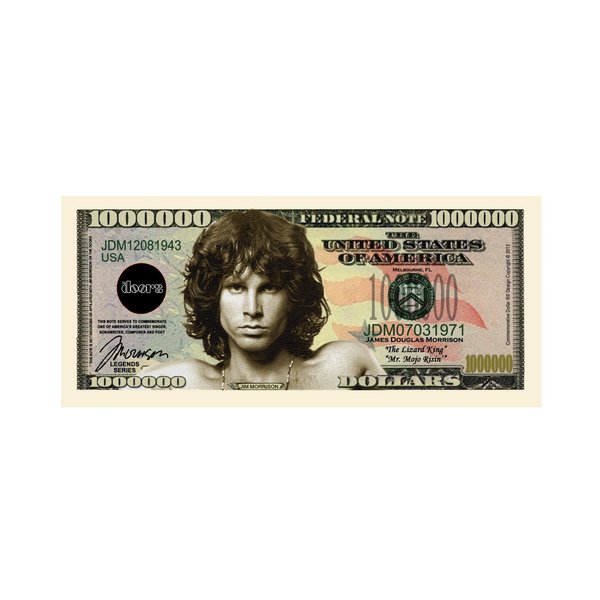 American Art Classics Jim Morrison - The Doors Million Dollar Bill - (Pack of 5) - Best Gift for Fans of The Doors