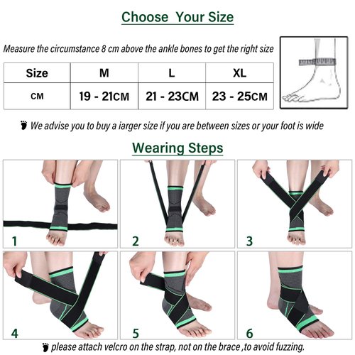 Ankle Support Brace, Adjustable Compression Ankle Support, for Men Women Achilles Tendon Support and Plantar Fasciitis, Stabilize Ligaments, Eases Pain Swelling and Sprained Ankle Pain (Medium)
