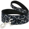 Dog Leash Giraffe Spots Gray Charcoal 4 Feet Long 0.5 Inch Wide