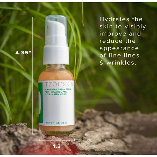 TZOL’SKIN - Caribbean Dream Serum - CC Serum - Vitamin C & Hyaluronic Acid - Citrus Stem Cells - Hydrating - For Dark Spots - Evens Skin Tone - No Paraben, Silicones & Sulfates - Vegan - Cruelty Free